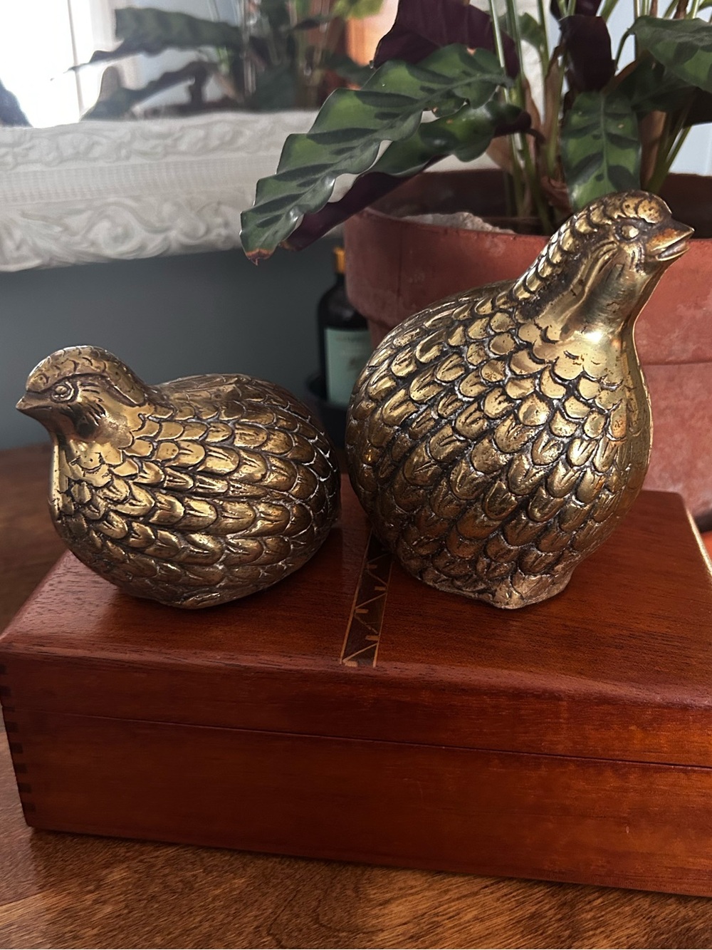 MCM, Vintage Pair of Brass Pheasants/Quail